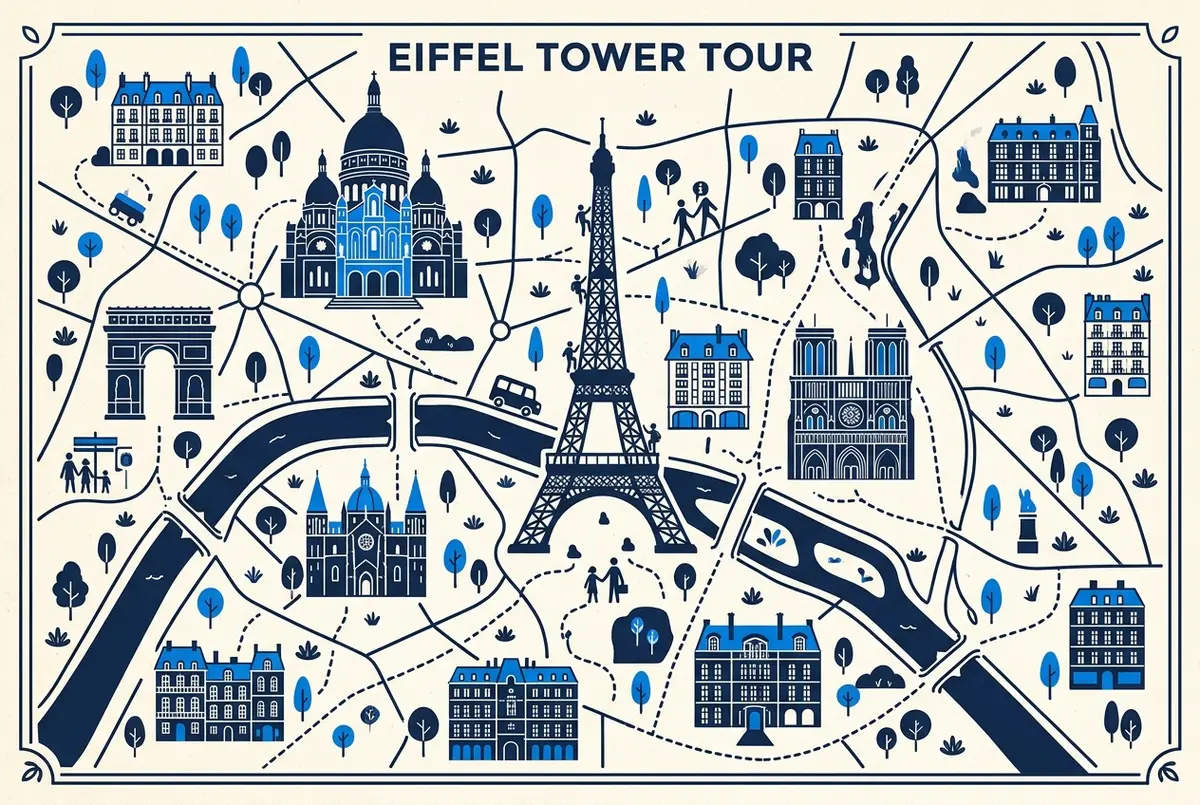 Schema con confronto tra guida privata, visita di gruppo e audioguida per la Torre Eiffel, guida privata torre eiffel