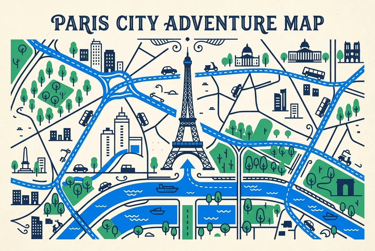 illustrated map of Paris highlights for Comprar Ingresso da Torre Eiffel (Eiffel Tower) na Hora: Opções de Última Hora, comprar ingresso torre eiffel na hora