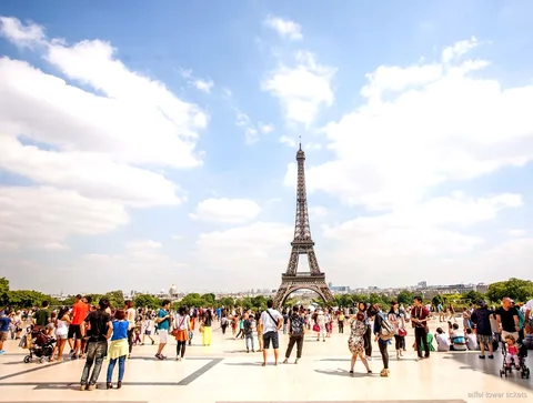 Visiteurs au deuxième étage de la tour Eiffel avec un billet combo