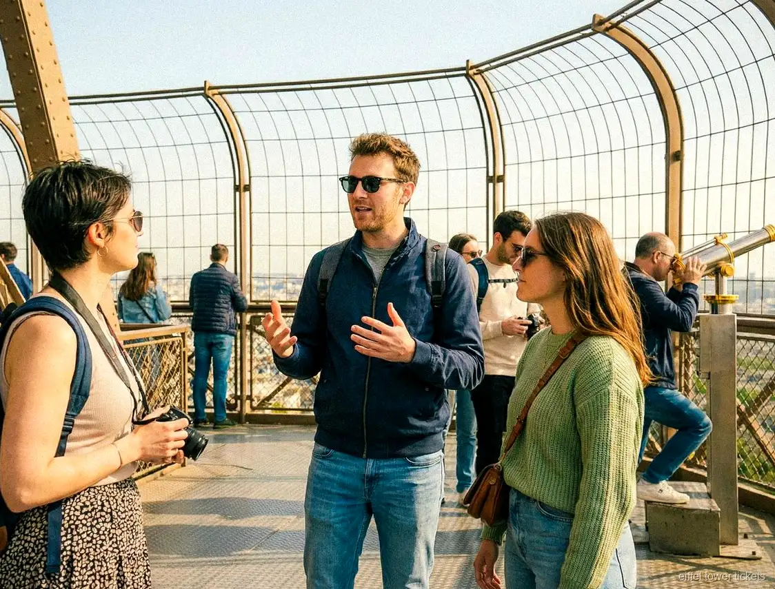 Détenteurs d'un billet tour Eiffel qui profitent de la vue sur Paris