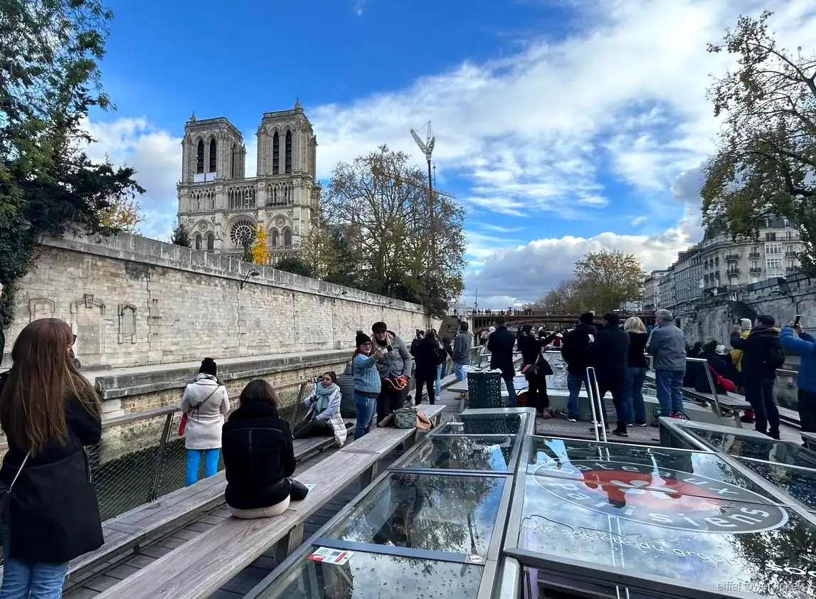 Sejltur ved Eiffeltårnet: udsigt til Notre-Dame fra floden